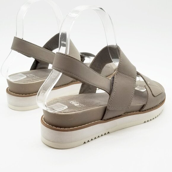 Eileen Fisher Kale Sandals 6.5 Velcro Strap Platform Moon Beige Taupe Gray $207 - Picture 6 of 16